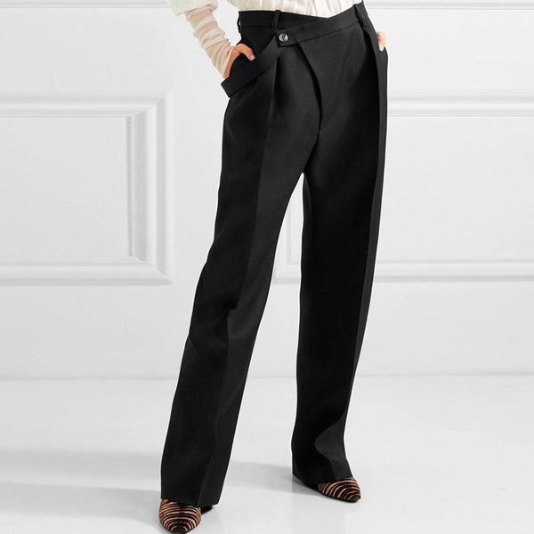 

spring / summer 2020 new trousers high waist wide leg pants women's solid color casual long pants trousers1, Black;white