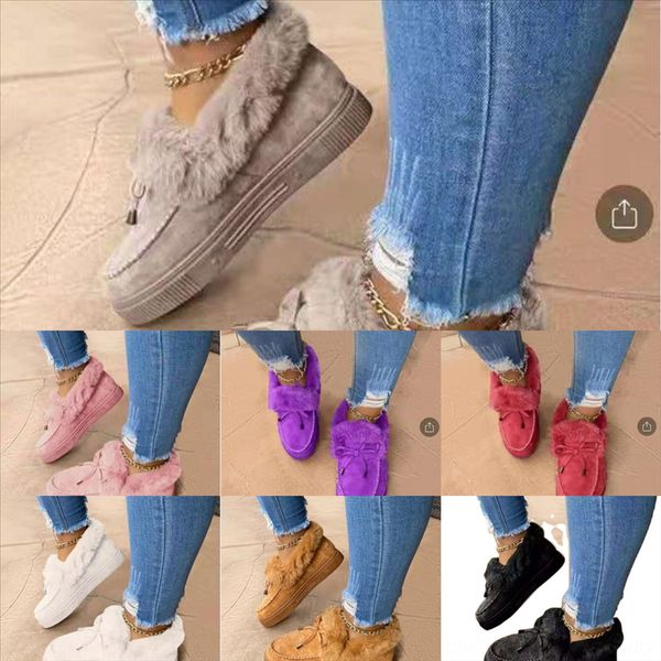 

vii1u winter warm woman slippers women fashion mop snow boots yarn cotton sneakers  home plus velvet floor slippers ladies, Black
