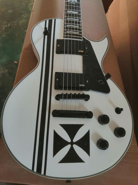 

custom ltd iron cross sw james hetfield signature electric guitar 6 string emg pickups white color with ing