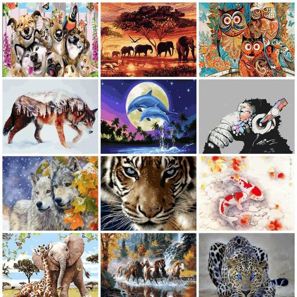 

azqsd animals oil painting by numbers for adults paints by number canvas painting kits 50x40cm diy gift ho wmtfze