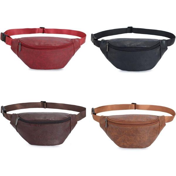 

vintage pu leather fanny pack waist bum belt pack chest bag crossbody pouch lx9f