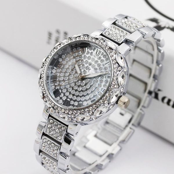 

fashion style luxury women diamond band watch quartz wrist watch golden ladies women dress black clock1, Slivery;brown