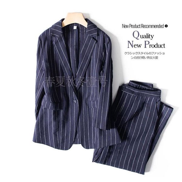 

striped fashion suit street autumn women blue office wear formal suit airline stewardess uniform conjuntos clothing eg50xf, White
