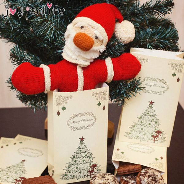 

6pcs merry kraft paper candy bags kids gift packaging christmas party decoration supplies