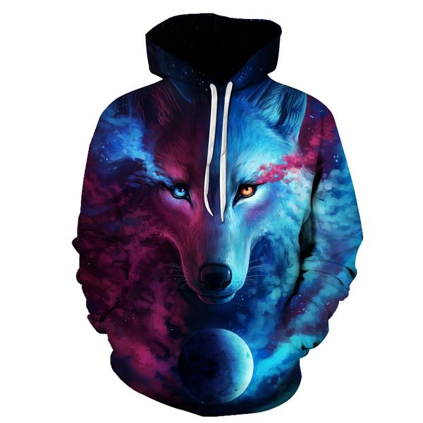

2020fun pullover 3d printed novelty howling wolf under quality men sweatshirt casual the tracksuits moon hoodies brand ifing