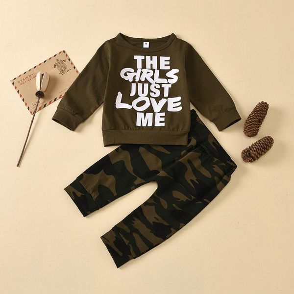 

hipac newborn baby boy clothes set infant toddler boys clothing suit for kids casual outfits hoodies camouflage pants 2pcs, White