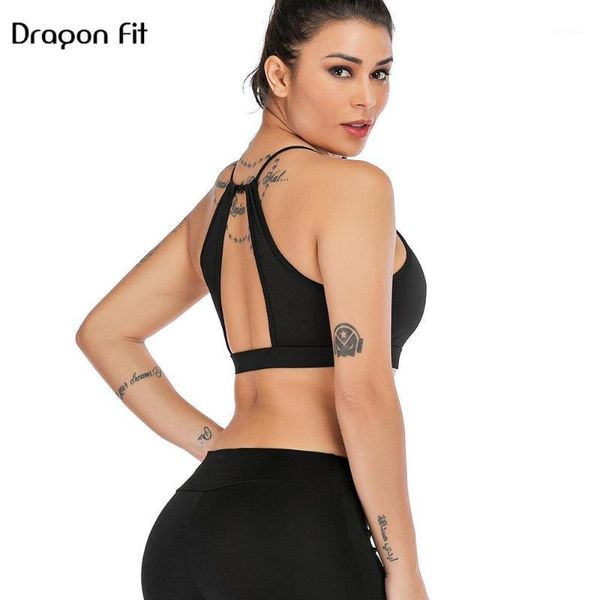 

gym clothing dragon fit breathable mesh yoga bras women elastic push up running underwear sports bra perspective vest female1, White;black