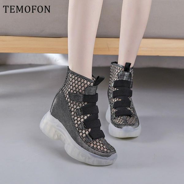 

temofon women's boots short ankle boots height increasing breathable black white chunky autumn winter shoes ladies hvt1376