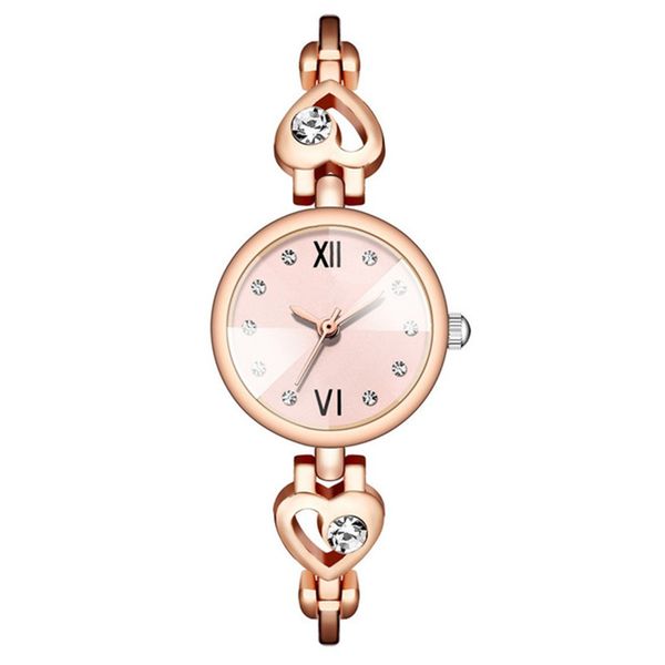 

casual watch ladies wrist watch retro stainless steel wristwatchs small dial love heart diamond steel band bracelet wrist watchs love heart, Slivery;brown