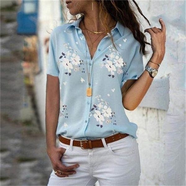 

2019 women's summer short sleeve mock neck print shirt, White;black