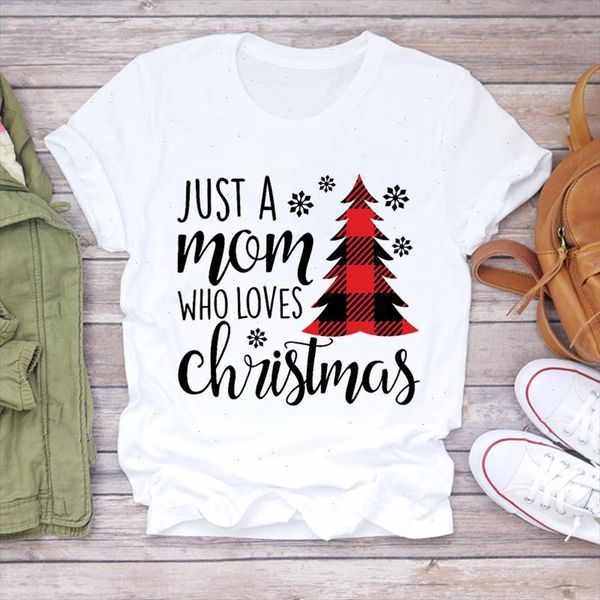 

women christmas snowflake plaid tree clothes 90s holiday print lady tshirt ladies graphic t shirts female tee t shirt, White