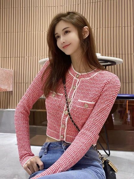 

early spring ice cream knitted jacket for women's new slim fashion small fragrance cardigan, White;black