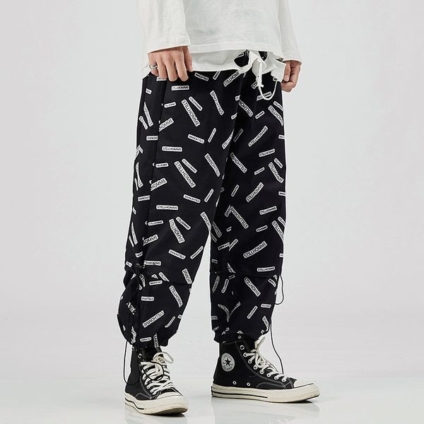 

2021 new ankle-length sweatpants streetwear spring autumn hip hop pants men's casual korean oversize joggers trouers 19iy, Black