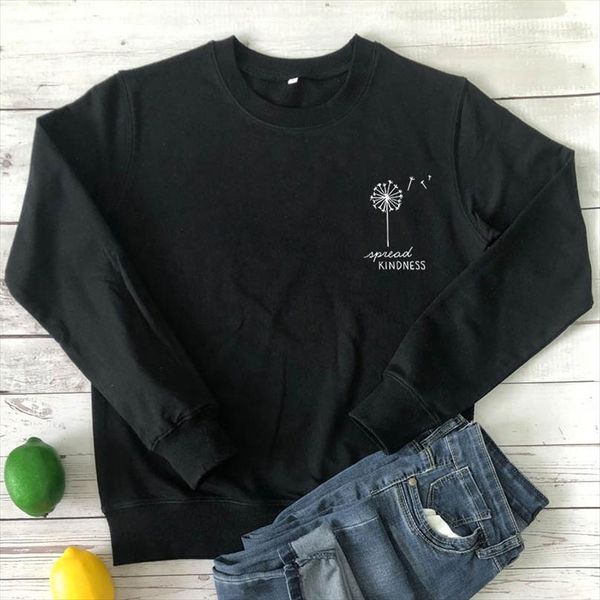 

spread kindness flower sweatshirt stylish autumn long sleeve inspirational pullovers women catholic christian hoodies drop ship, Black