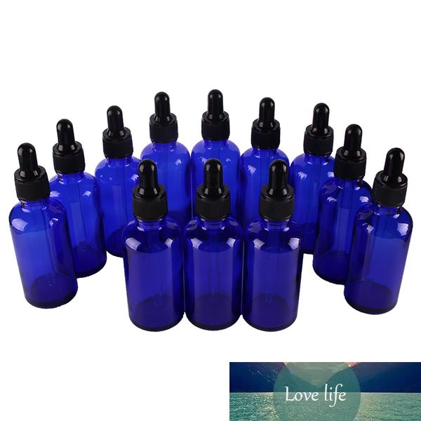 Bottiglie contagocce in vetro blu cobalto da 12 pezzi da 50 ml con pipetta per oli essenziali prodotti chimici di laboratorio per aromaterapia