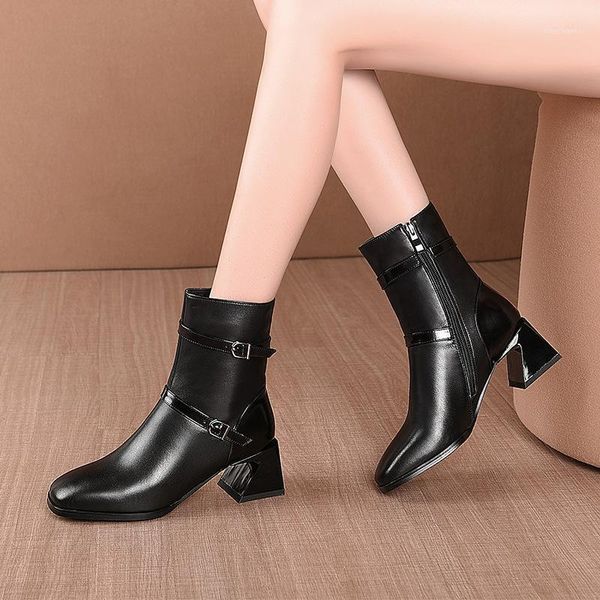 

women boots genuine leather platform fetish stripper short ankle boots prom chunky low 5cm high heels shoes booties1, Black