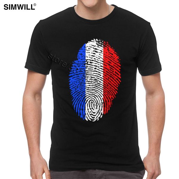 

sport classic men cotton tee france empreinte fingerprint tshirt short sleeved crew neck distressed national pride graphic t-shirt