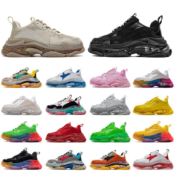 

crystal bottoms shoes paris 17 fw triple s sneakers mens casual designer shoes vintage men women clear sole platform trainers sneakers, Black