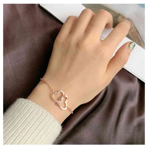 

korean temperament simple diamond-studded love bracelet women's heart joker s for women jewelry gift, Golden;silver