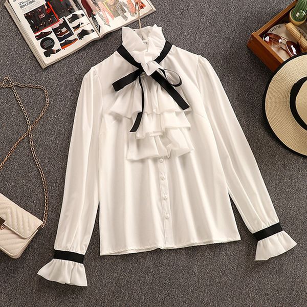 

2020 autumn winter 2 piece set overalls dress women elegant ruffles chiffon bow shirt double breasted plaid tweed vest dress y0118, Black;gray