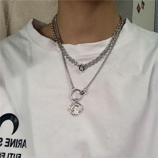 

hip hop punk silver color thick chain choker necklaces for women cool multi layer geometric necklace jewelry 2020