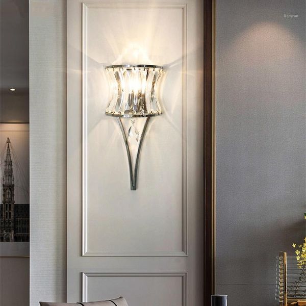 

nordic led crystal glass wall lamp post-modern living room bedroom bedside lamp l sconces wall corridor bathroom lights1