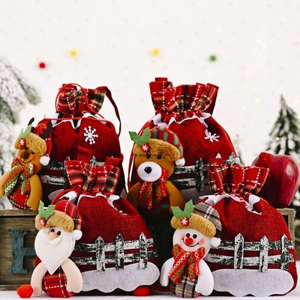 

christmas decorations bell old man snowman gift tote bag candy tree trinket santa claus xmas bags navidad1