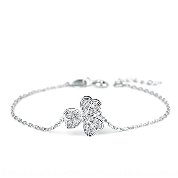 

qiai bracelet accessories accessories jewelry s925 sterling silver bracelet women's love flower clover fashion silver jewelry x9omg, Golden;silver
