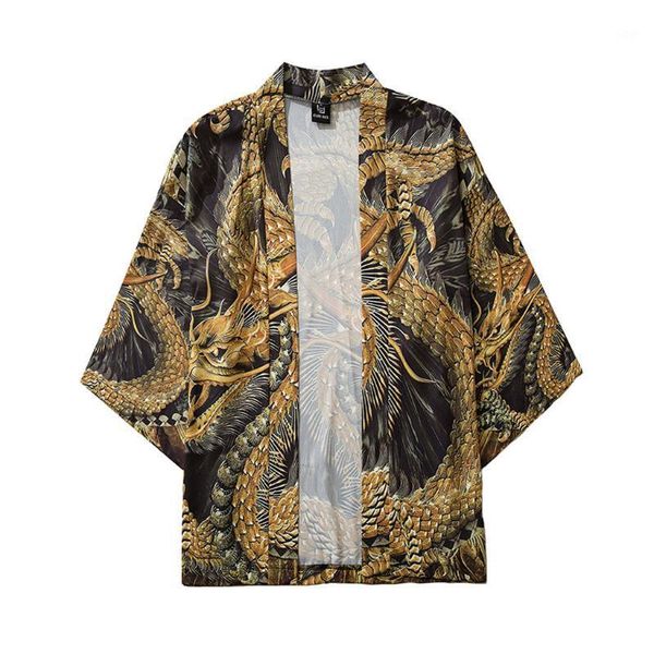 

couple kimono cardigan women men floral kimono five point sleeves 2020 summer cardigan blouse beach harajuku blouse, White;black