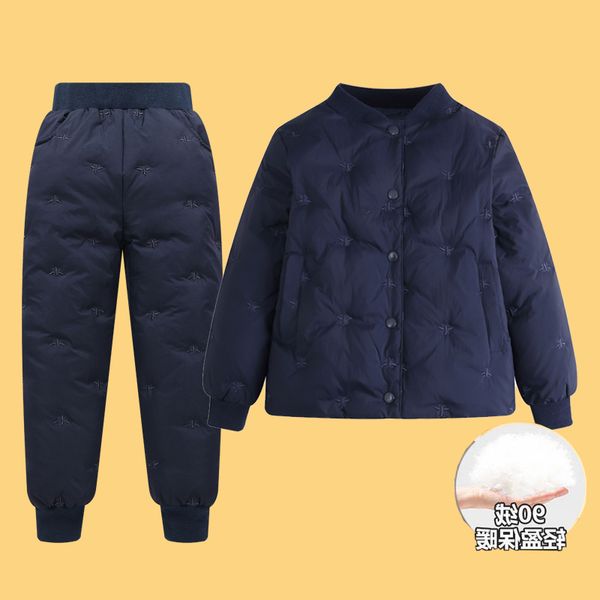 

8light jacket, girl's boy's balabala down children's jacket set, warm pants, winter wear 9, Blue;gray