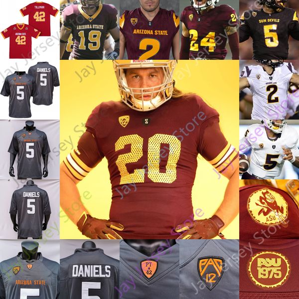 

custom 2022 arizona state asu ncaa college football jersey 1 deamonte trayanum 3 rachaad white 90 jermayne lole 41 tyler johnson red new, Black