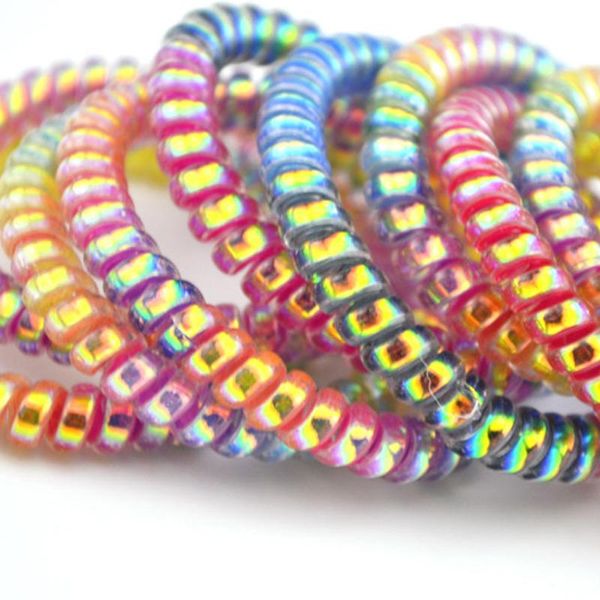 

5см красочные elastic rubber hairband телефонный провод tie веревка группа хвостик аксессуары для волос sqcspm bdefashion, Silver
