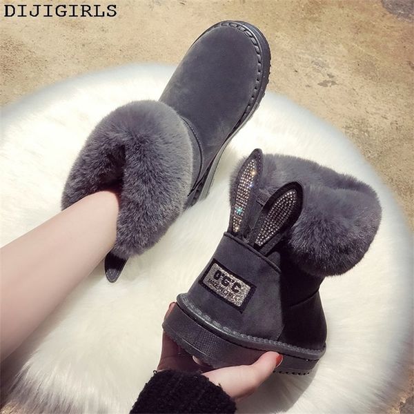 

women boots brand winter shoes warm black round toe casual plus size female snow boots t200106