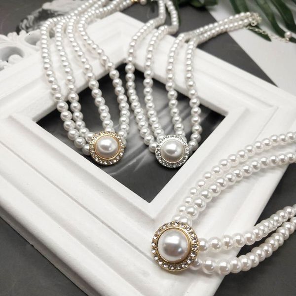 

japan and south korea fashion short necklace simple temperament clavicle handmade multilayer pearl neck chain, Silver