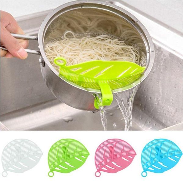 

leaf shape clip type cleaning rice washing sieve drainer device strainer cooking tools debris filter kitchen gadget utility1