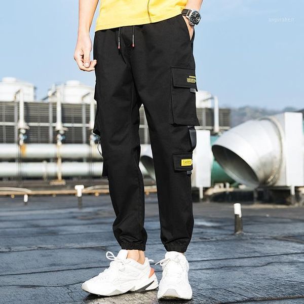 

summer men black joggers pants 2020 mens multi-pocket solid cotton cargo pants male streetwear overalls casual sweatpants m-5xl1