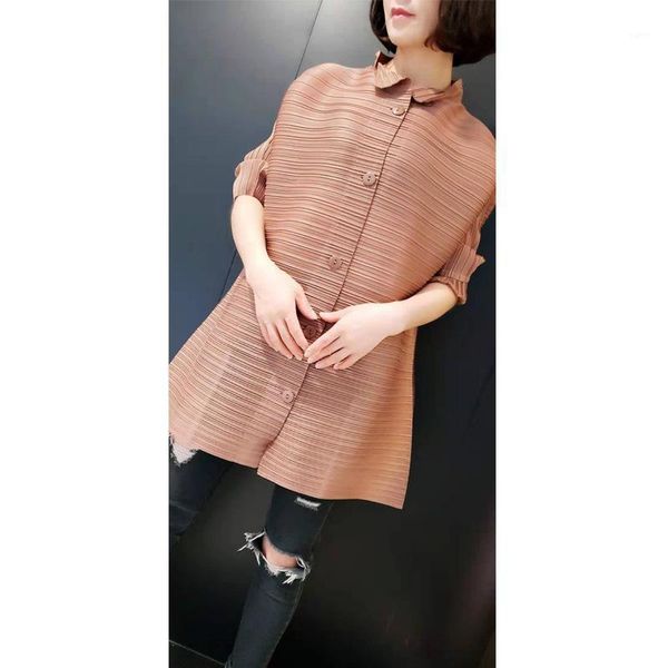 

women's early autumn and winter new original women's miyake korean pleated coat1, Black;brown