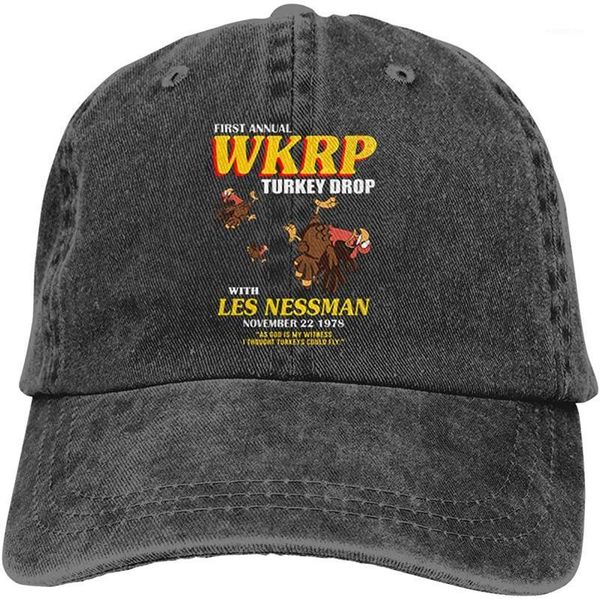 

First Annual WKRP Turkey Drop Unisex Soft Casquette Cap Vintage Adjustable Baseball Caps1, Blue;gray