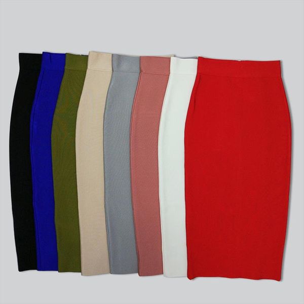 

wholesale blue red beige blue long bandage skirt 2018 designer a line pencil skirt faldas 78cm, Black