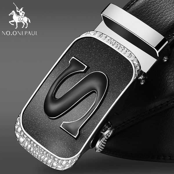 

no.onepaul new arrival cow genuine leather men's belt cowhide buckle belts for men black buckle belts strap for male automatic y200525, Black;brown