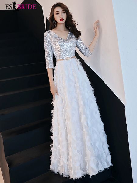 

new in 2019) long ivory neck grand prom dress stationery prom dress, White;black