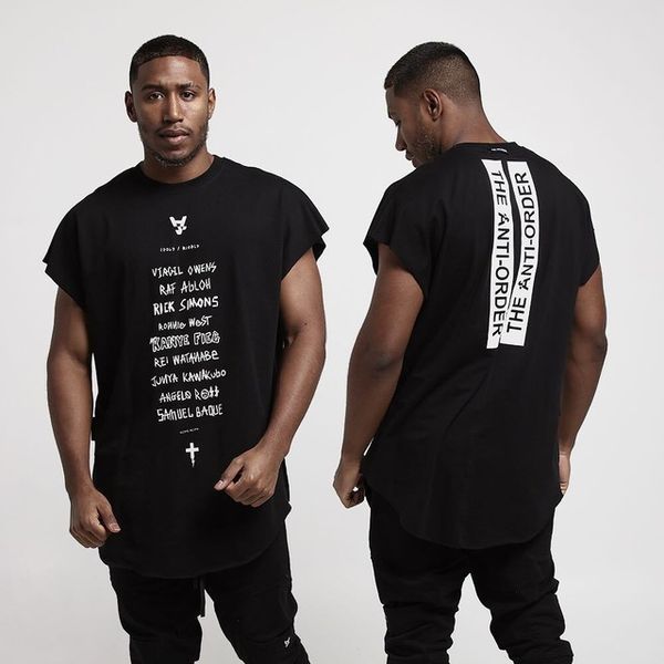 

hip short sleeve t-shirt hop men fashion gyms singlet cotton neck fitness men bodybuilding round tshirt kwgnj, Black