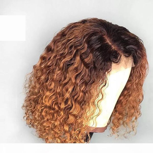 

ombre 1b blonde bob 13x6 lace front human hair wig with baby hair peruvian full lace wig curly 360 lace frontal natural hairline, Black