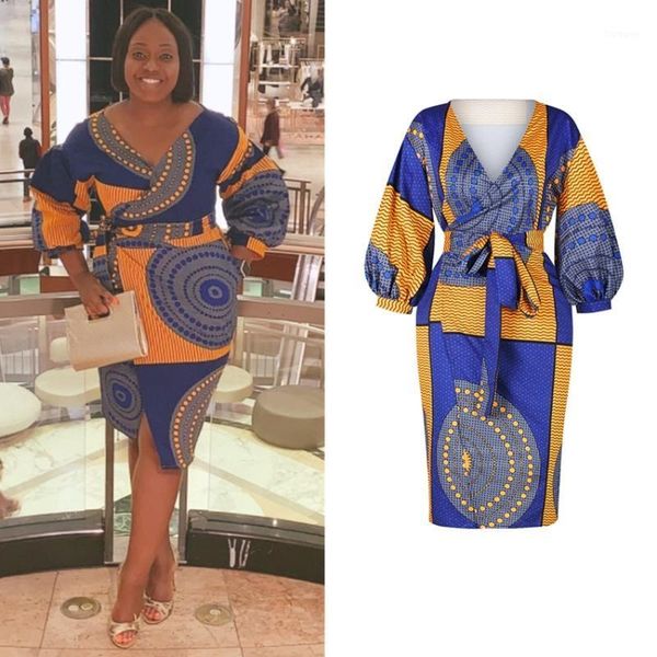 

african american dresses for women dashiki dress floral print v-neck costumes long sleeve hip skirt set party outfits wear1, Red