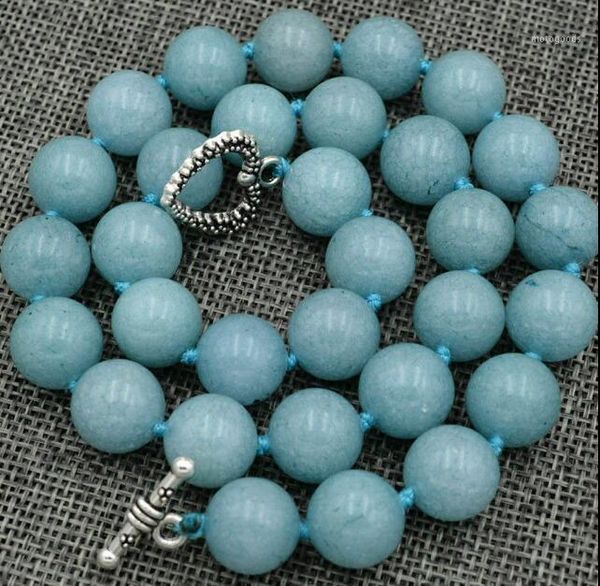 

chains beautiful 14mm brazil natural blue bead necklace 18" 36"1, Silver