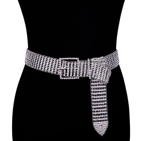 

new women fashion shiny belt waist chain crystal diamond alloy waistband full rhinestone luxury wide party belt bridal accessories, Black;brown