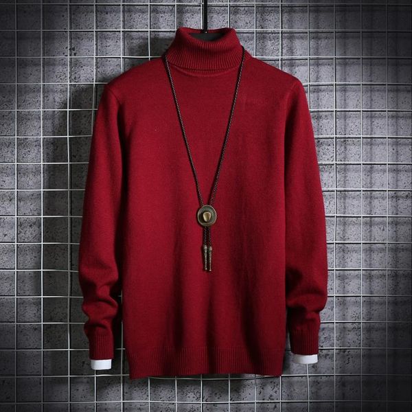 

men's high neck sweater slim fit autumn winter korean casual multi color warm sweaters, White;black