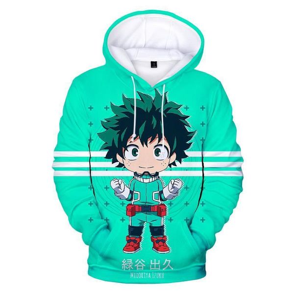 

my hero academia 3d print hoodie sweatshirts deku harajuku streetwear anime hoodies men women fashion casual cartoon pullover, Black
