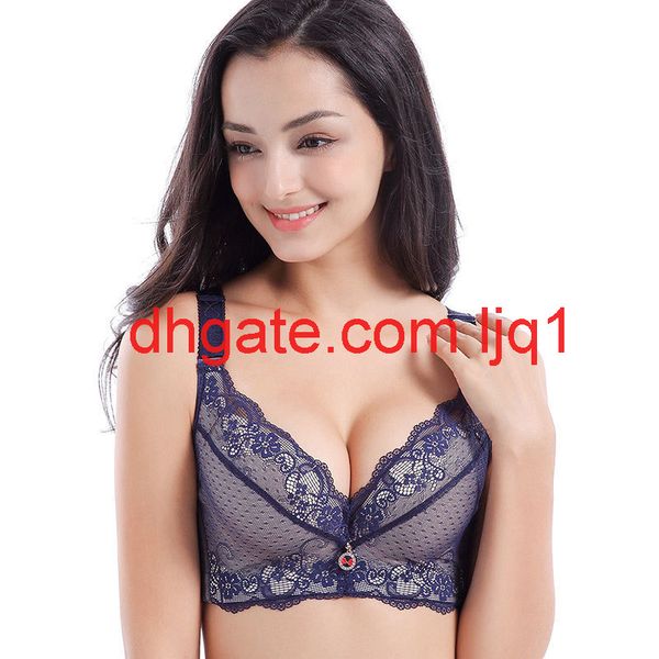 

new large size mm200kg rear four row adjustable bra large size lace bracket gathered bra underwear, Red;black