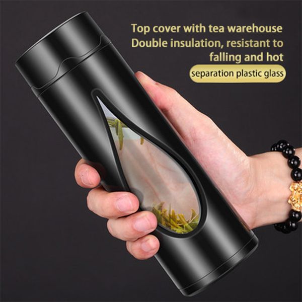 

business type double wall glass water bottle 400ml male vacuum flasktea separation bubble tea mug high borosilicate glass cup